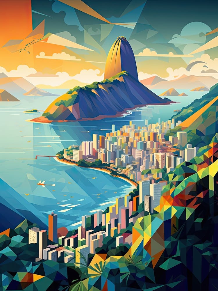 Rio De Janeiro, Brazil, Geometric Illustration 3