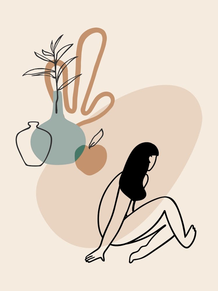 Woman Sitting On The Floor. Boho woman — boho poster, boho wall art 1