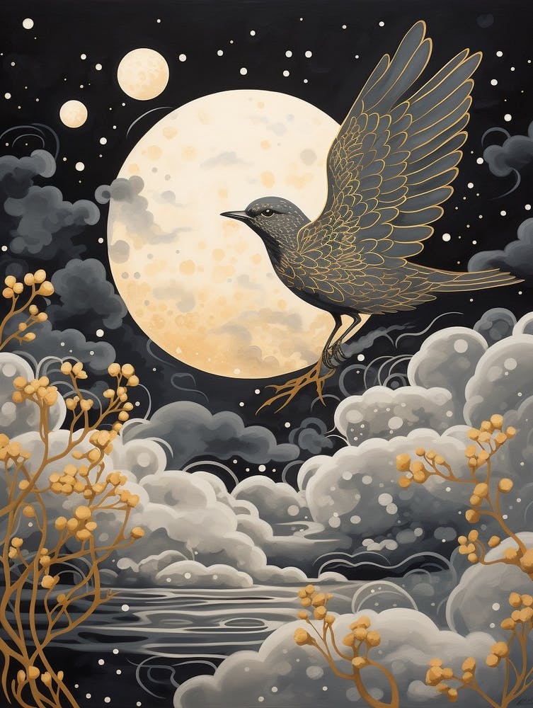 Mockingbird 2 Gold Detail Painting