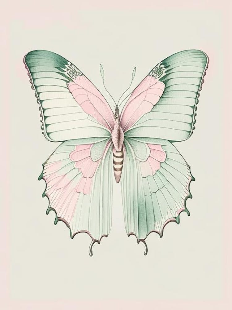 Butterfly Outline Vintage Pastel 2
