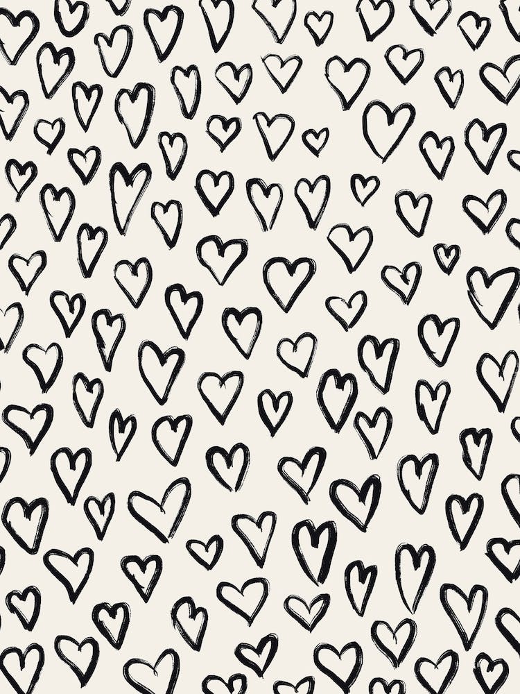 Hearts Pattern 2 Black White