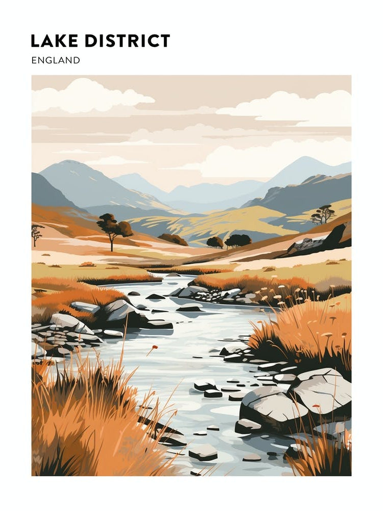 Lake District National Park England 4 Hiking Trail Landscape Poster