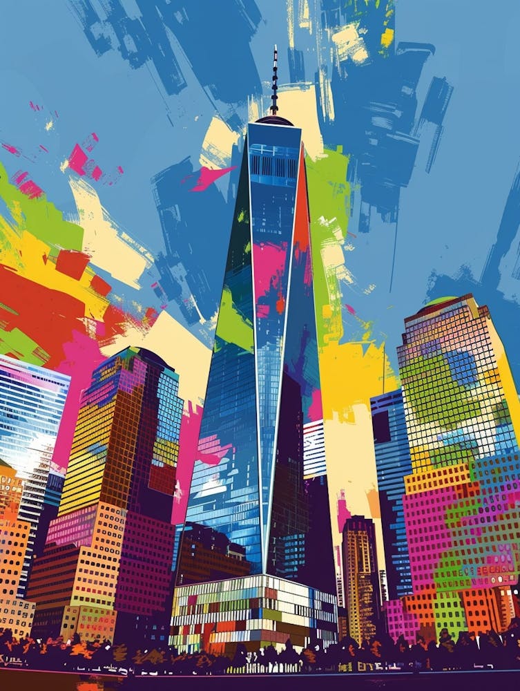 One World Trade Center New York Colourful Silkscreen Illustration 4