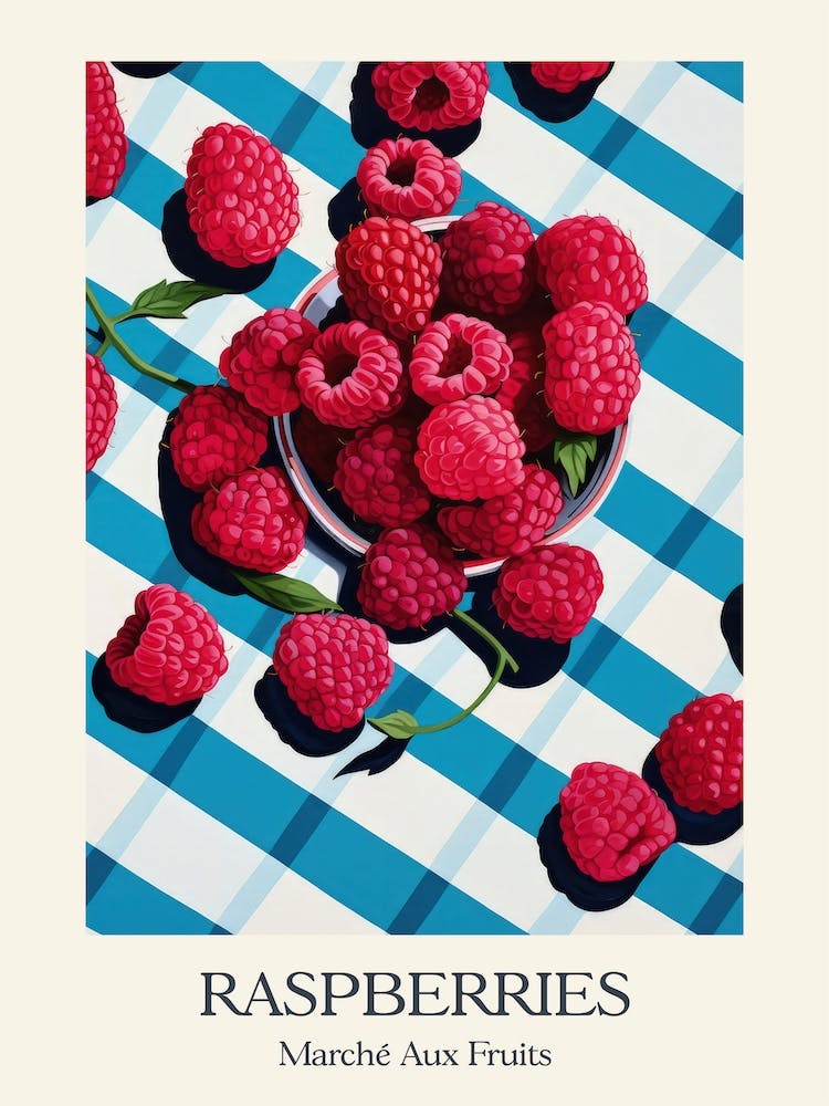 Marche Aux Fruits Raspberries Fruit Summer Illustration 3