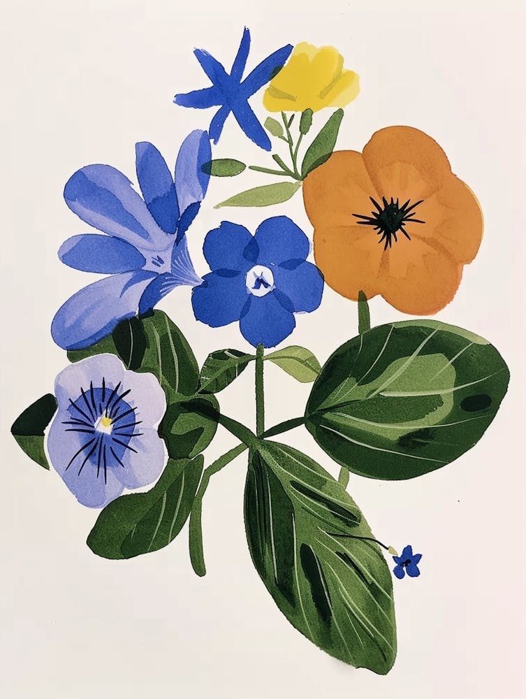 Gemalte Blumen Immergrün 3