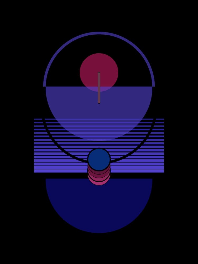 Deep Water Black Purple Geometric Abstract