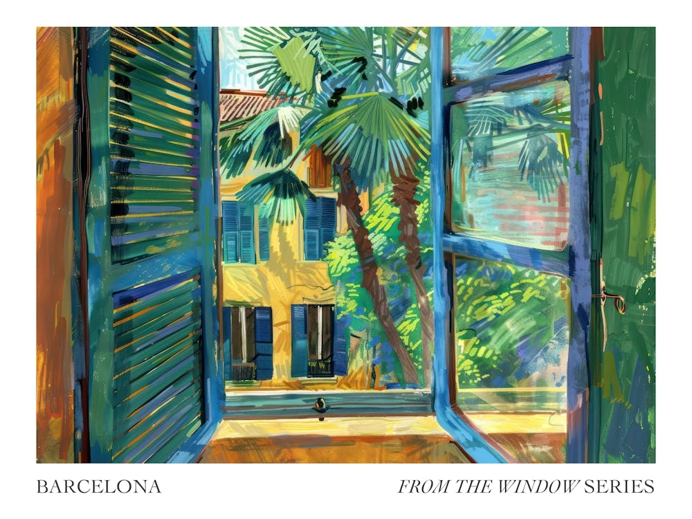 Barcelona From The Window Series Poster Painting 3