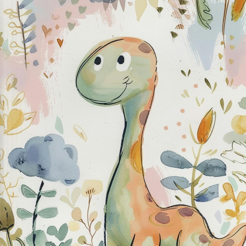 Plateosaurus Dinosaur Muted Pastels Pattern 1