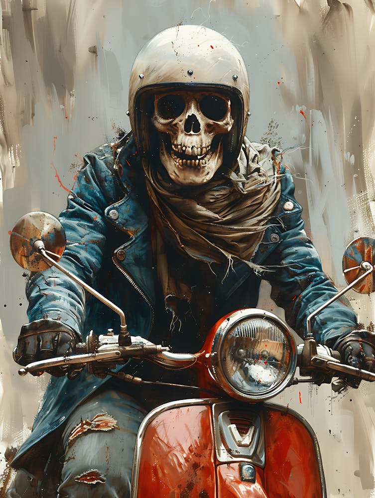 Skeleton On A Moped