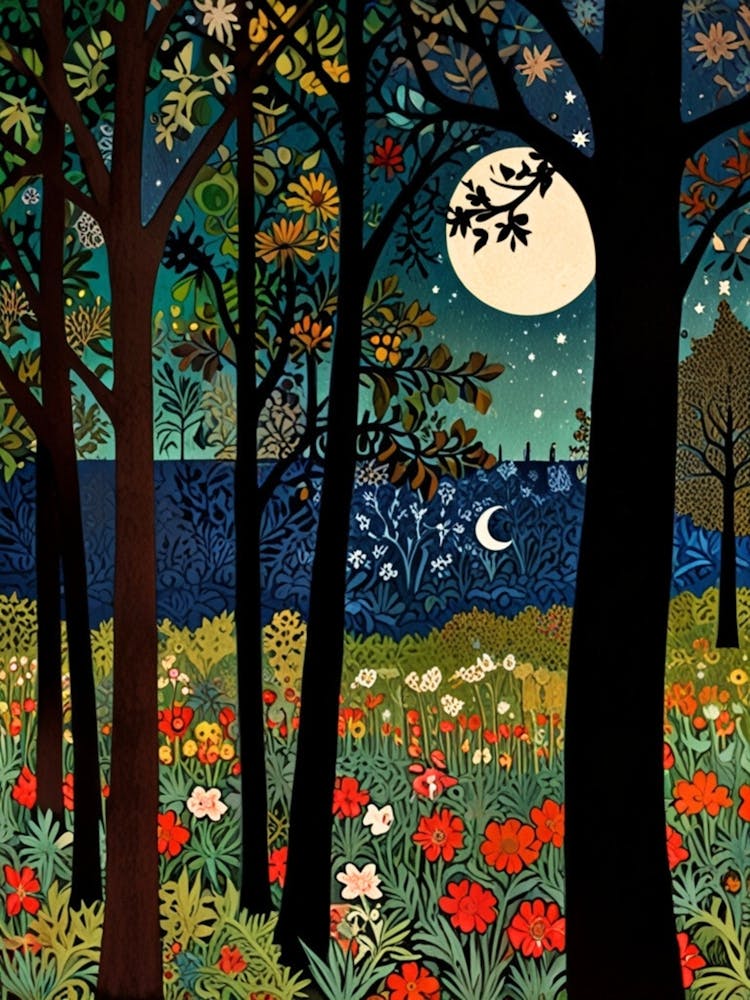 Night In The Forest William Morris
