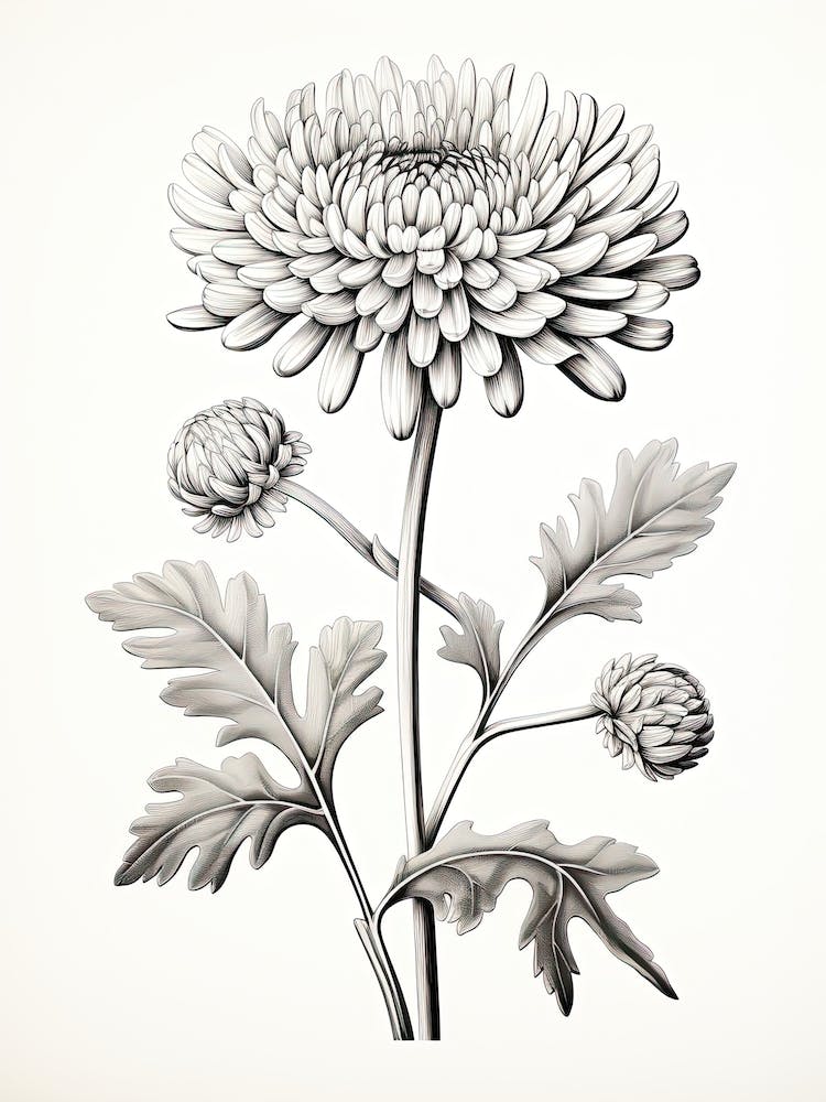 Chrysanthemums Flower Vintage Botanical 3