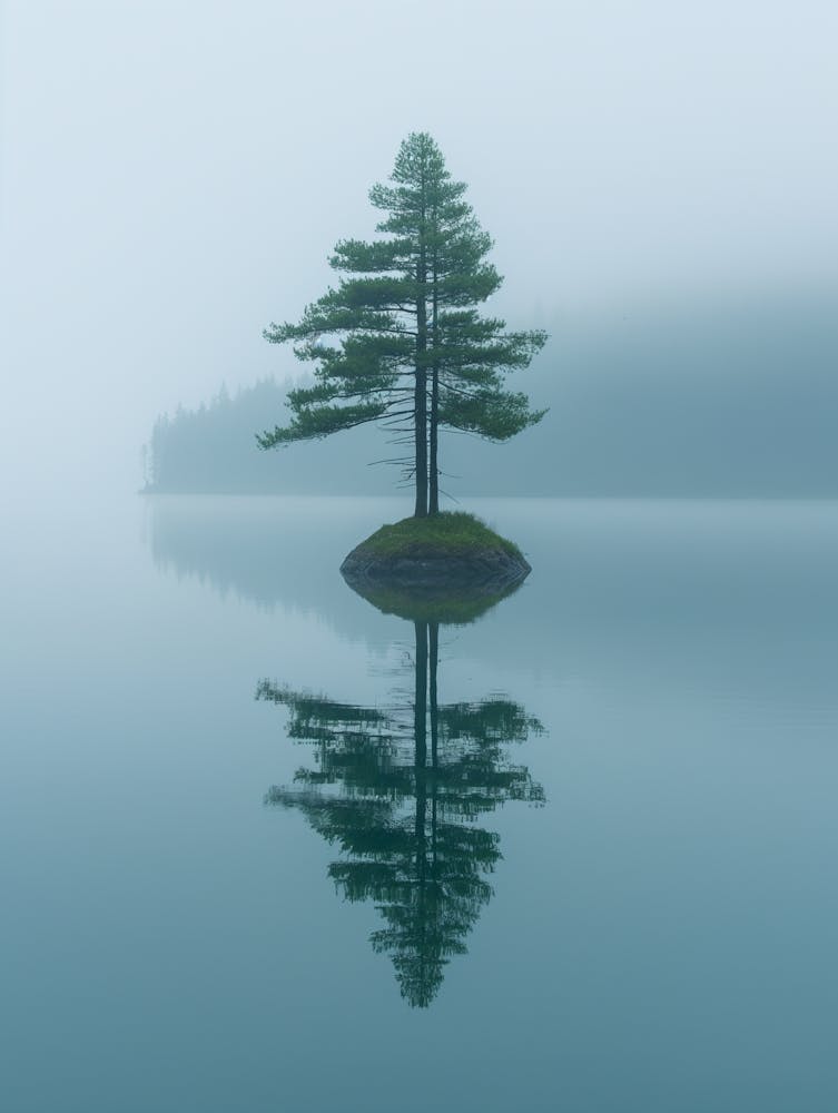 Pine Tree On An Island