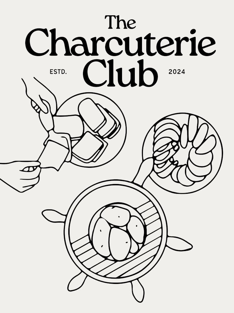 The Charcuterie Club Print Black