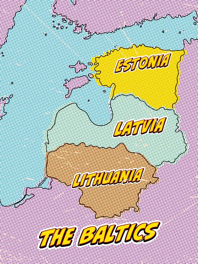 Pop Art Map Of The Baltics