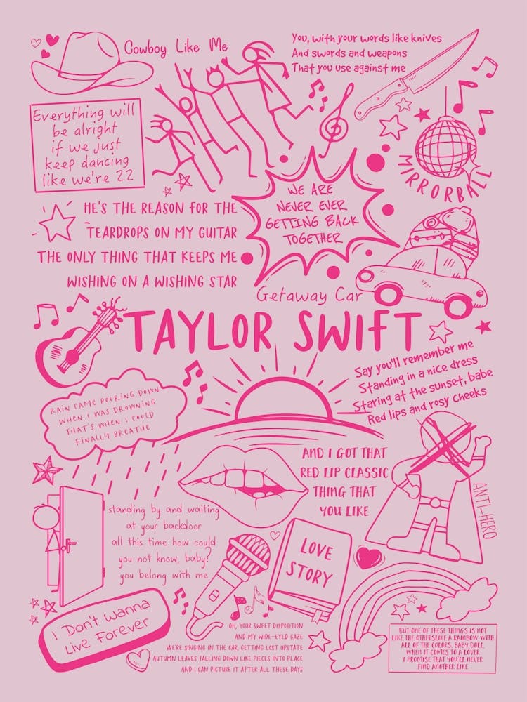 Taylor Swift Pink Doodle Lyrics