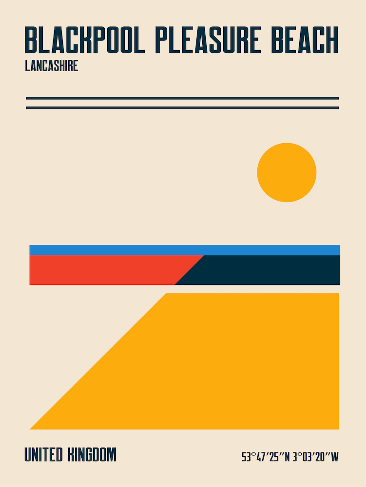 Blackpool Pleasure Beach Retro Travel Print