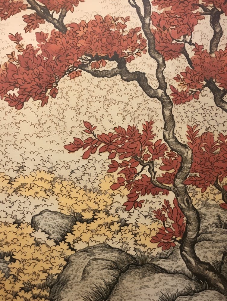 Sour Cherry 1 Vintage Autumn Tree Print 