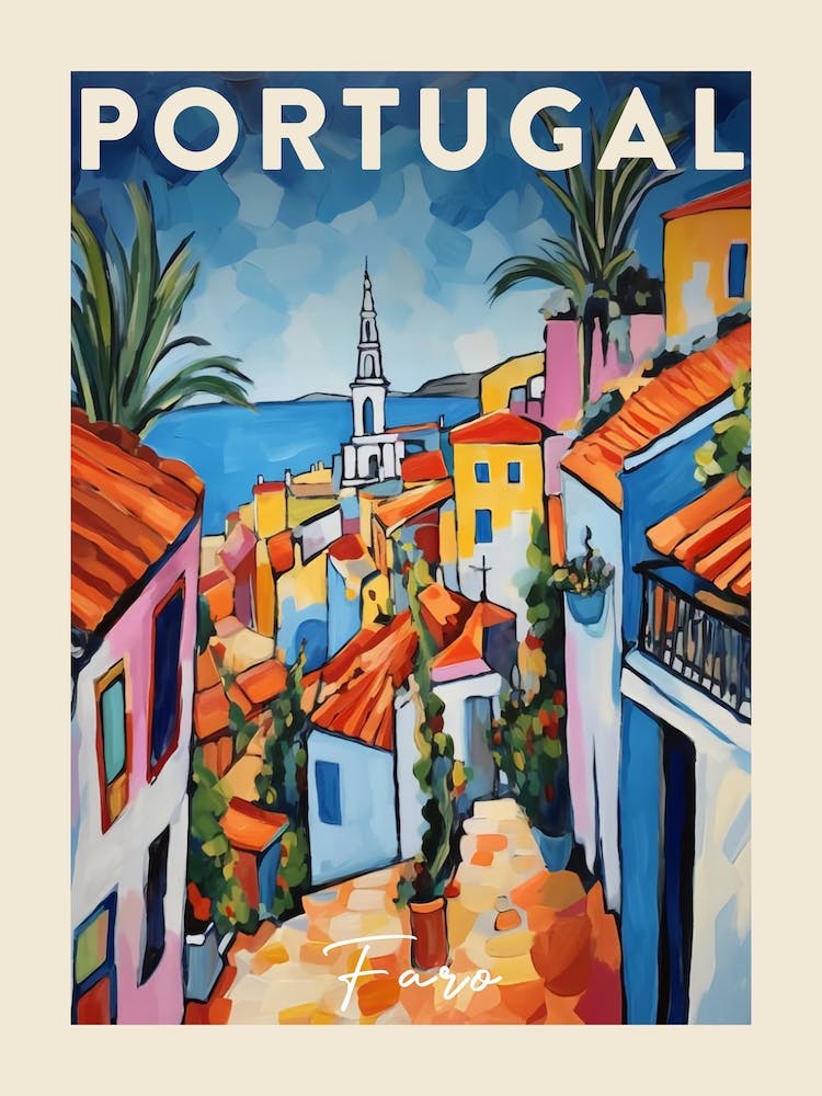 Faro Portugal 8 Fauvist Painting  Travel Poster