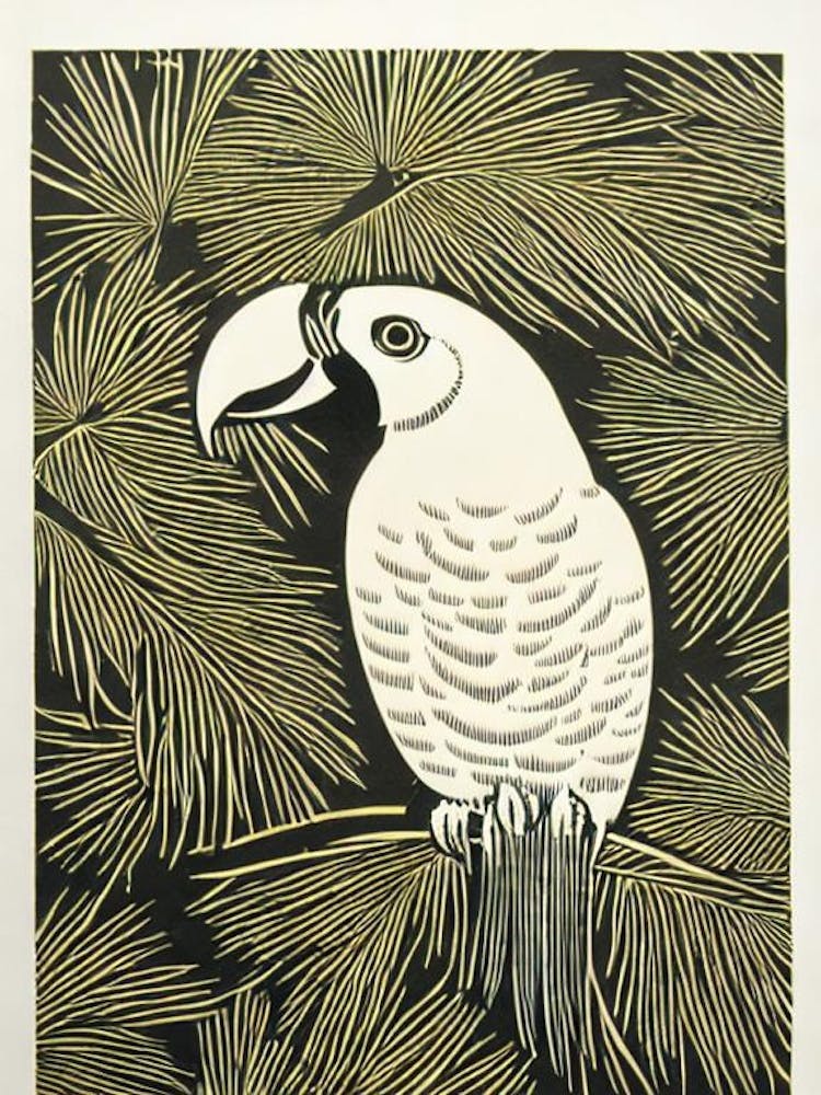 Parrot 3 Linocut Bird