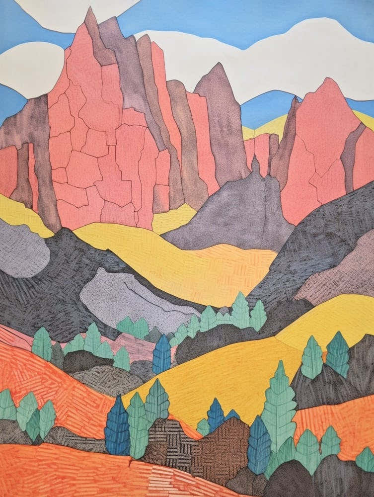 Mount Kenya Colourful Mountain Illustration