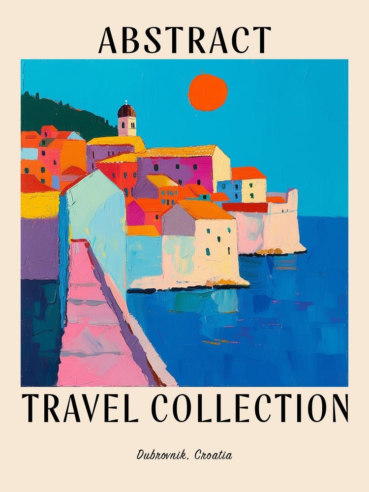 Abstract Travel Collection Poster Dubrovnik Croatia 3