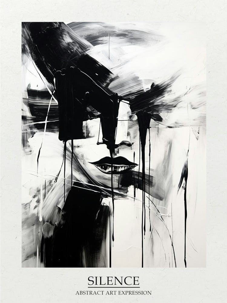 Silence Abstract Black And White 5 Poster