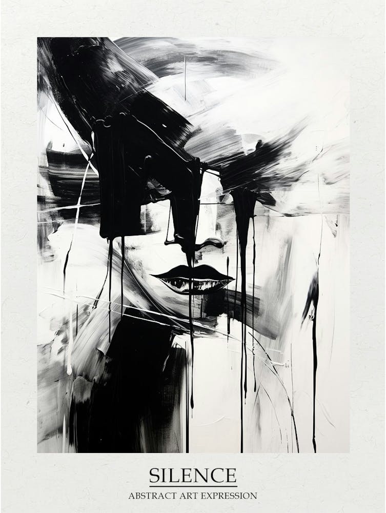 Silence Abstract Black And White 5 Poster