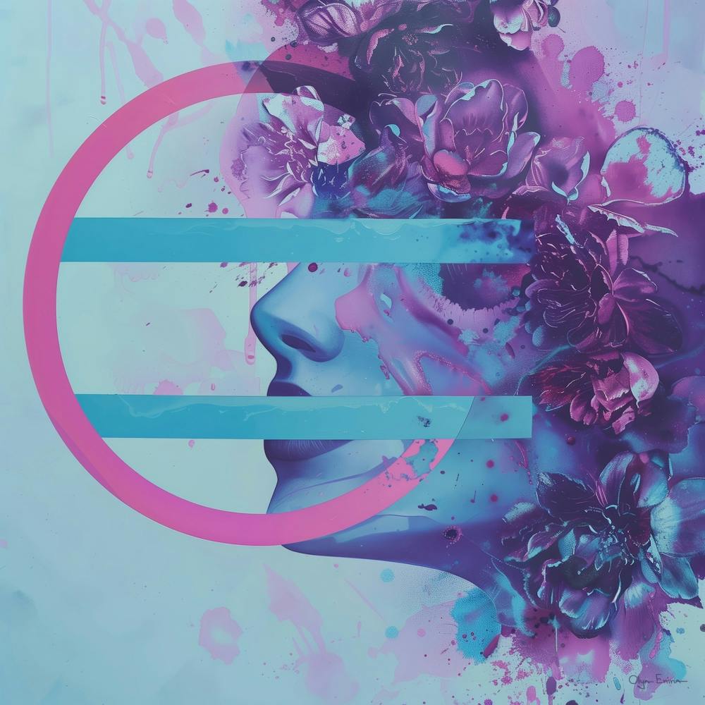 Abstract face with flowers