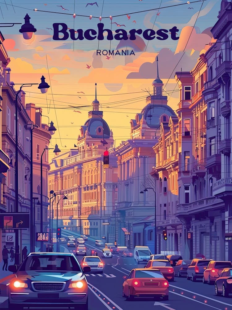 Bucharest Romania Semmer Digital Travel Art