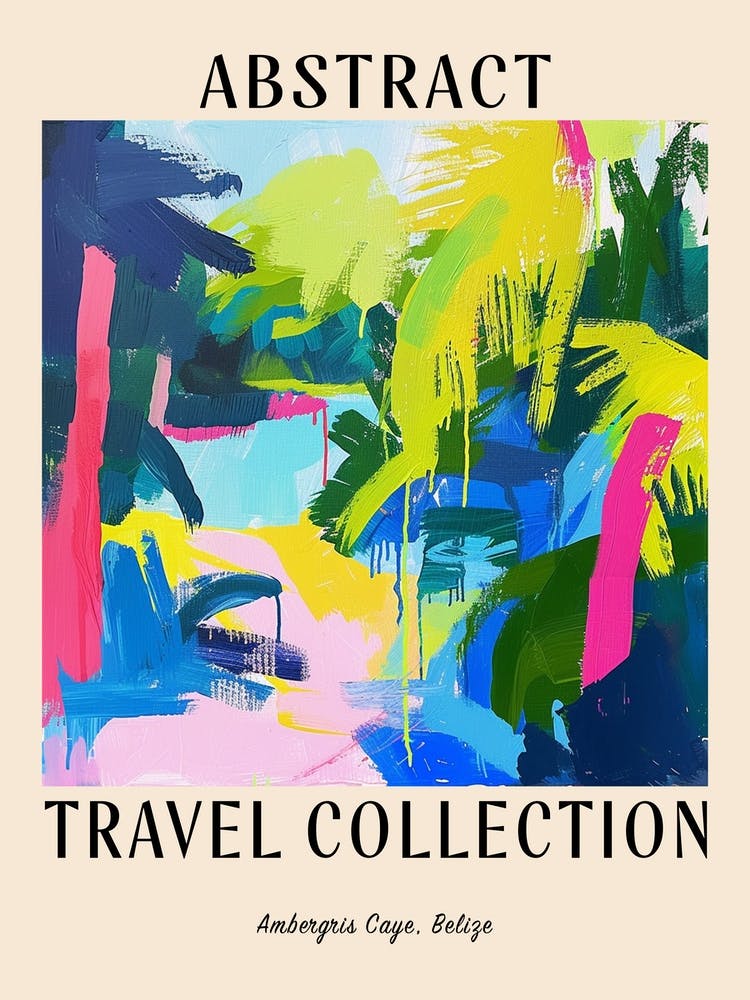 Abstract Travel Collection Poster Ambergris Caye Belize 2