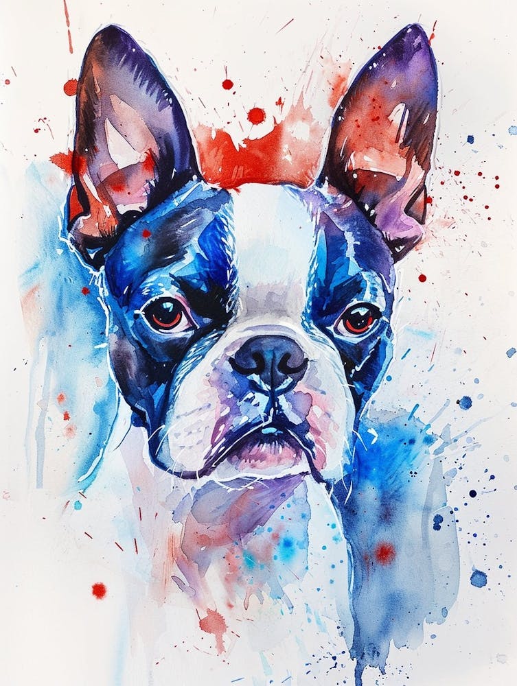 Boston Terrier Aquarellmalerei 2