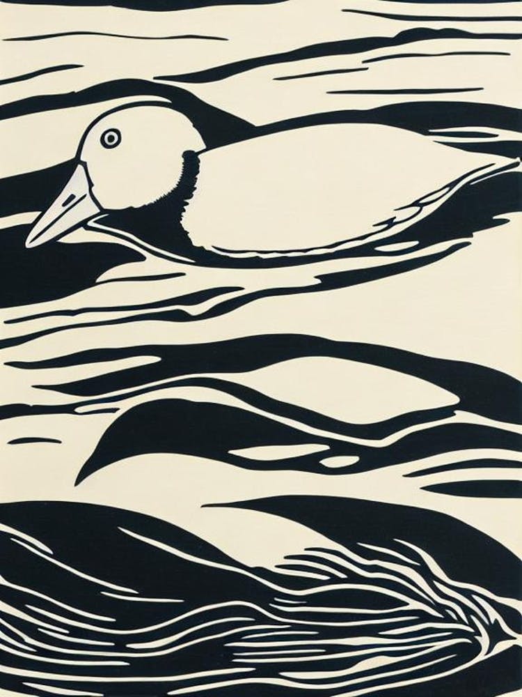 Bufflehead Linocut Bird