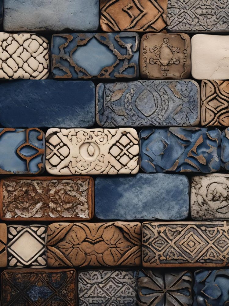 Blue And White Tile Wall