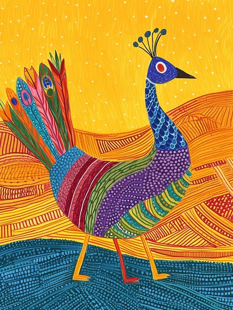 Dotwork Yellow Peacock