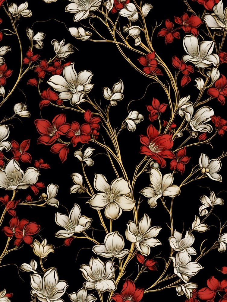 Winter Jasmine 4 William Morris Style Winter Florals