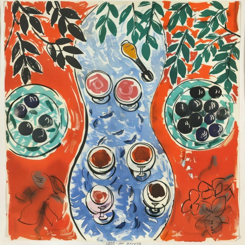 Wein Mittagessen Matisse Stil 11