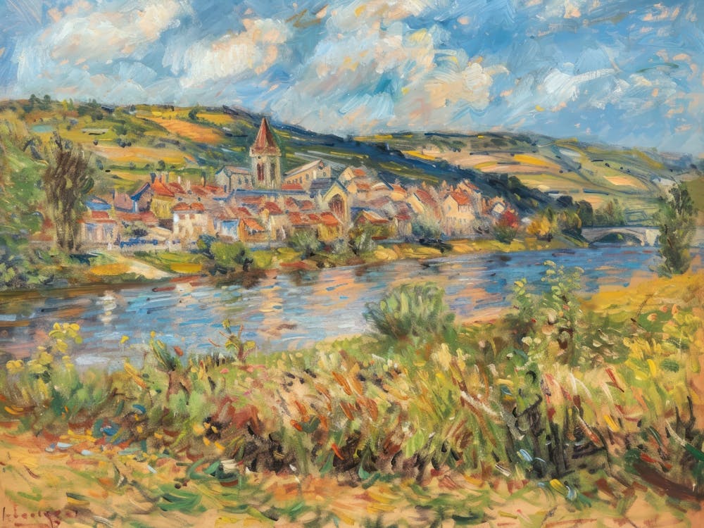 Tranquil Lakeside Refuge Painting Inspired By Paul Cezanne
