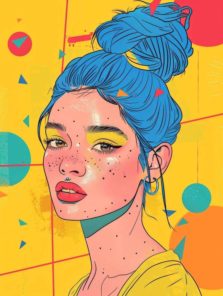 Colorful Girl With Blue Hair