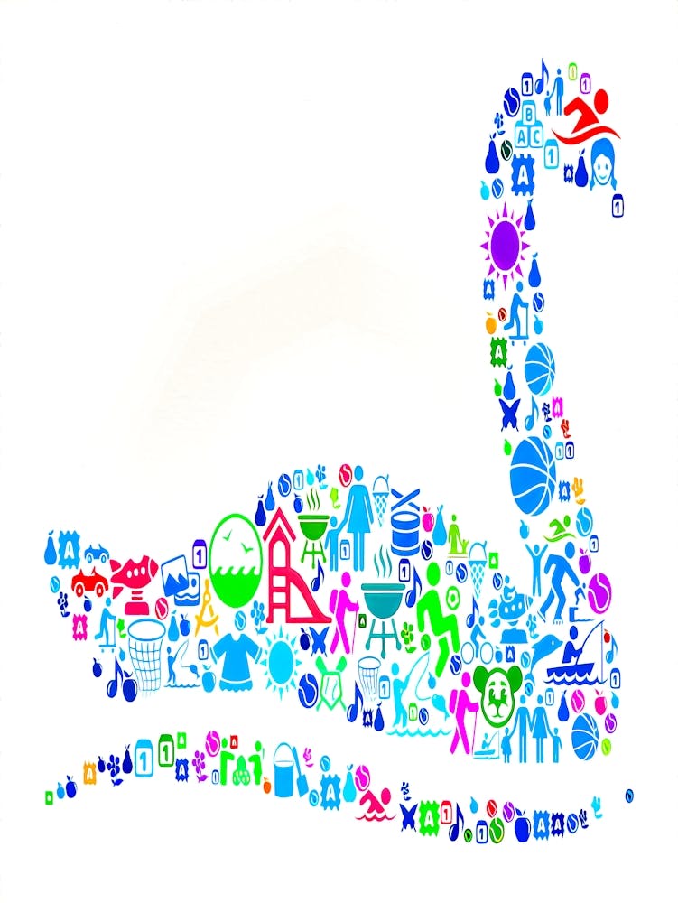 Swan Vacation And Summer Fun Icons Background