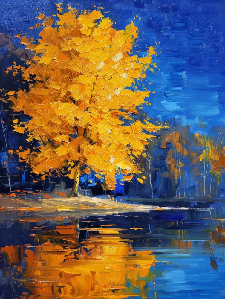 Autumn Tree By The Lake 1