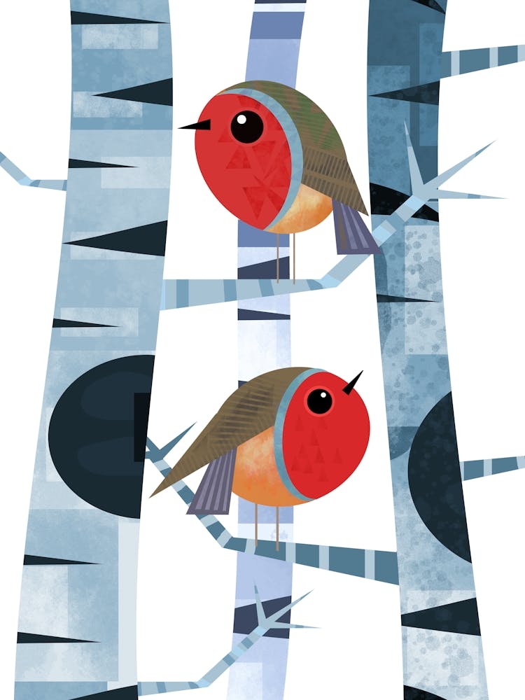 Two Christmas Robins