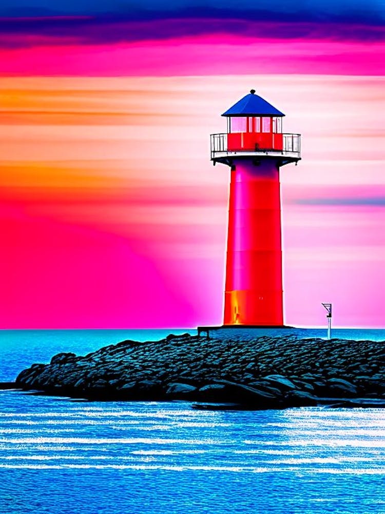 Lighthouse Waterscape Pop Art Photography 1