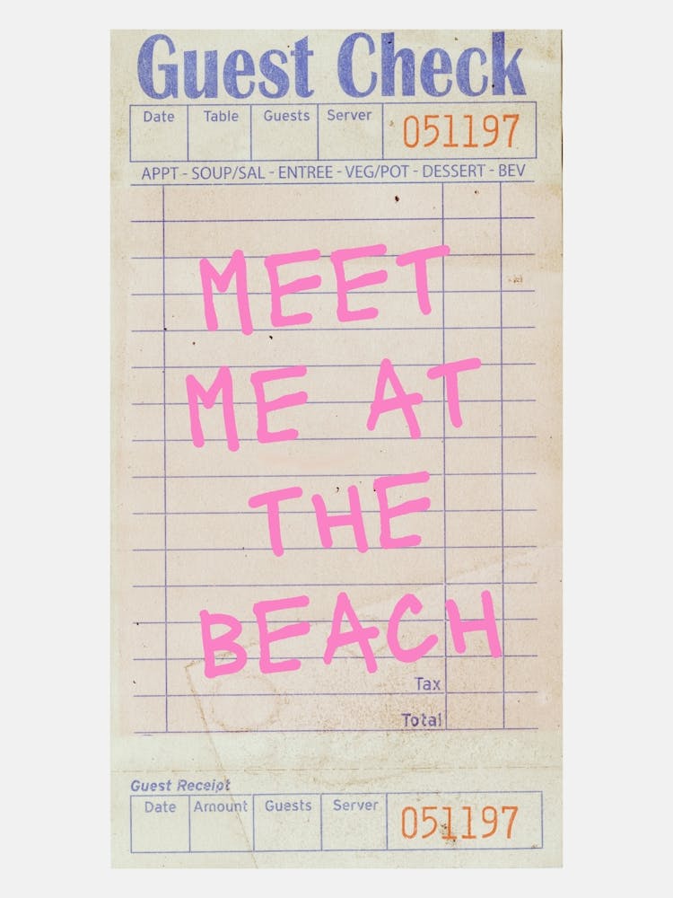 Meet Me At The Beach Guest Check Pink