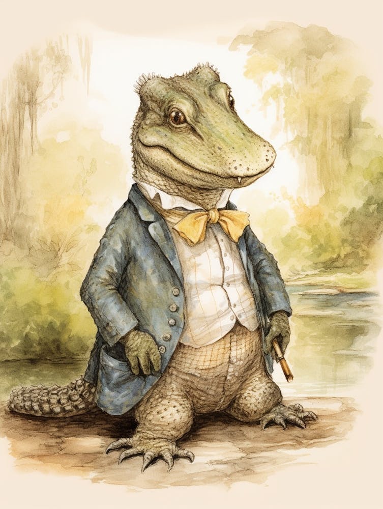 Storybook Animal Watercolour Alligator 2
