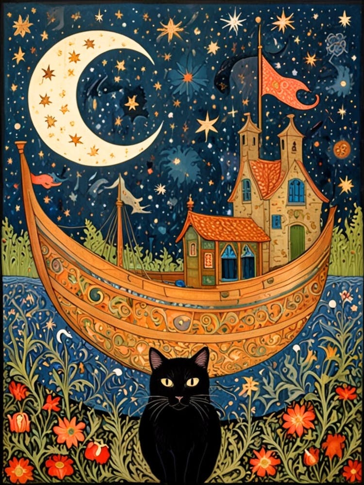William Morris Cat On A Boat