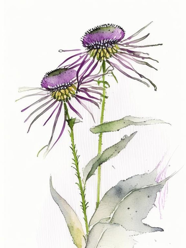 Echinacea Herb Minimalist Watercolour 2