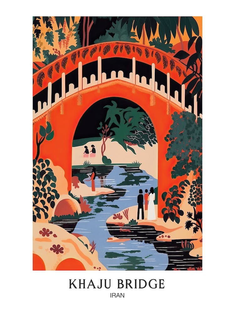 Khaju Bridge Iran Colourful 1 Travel Poster