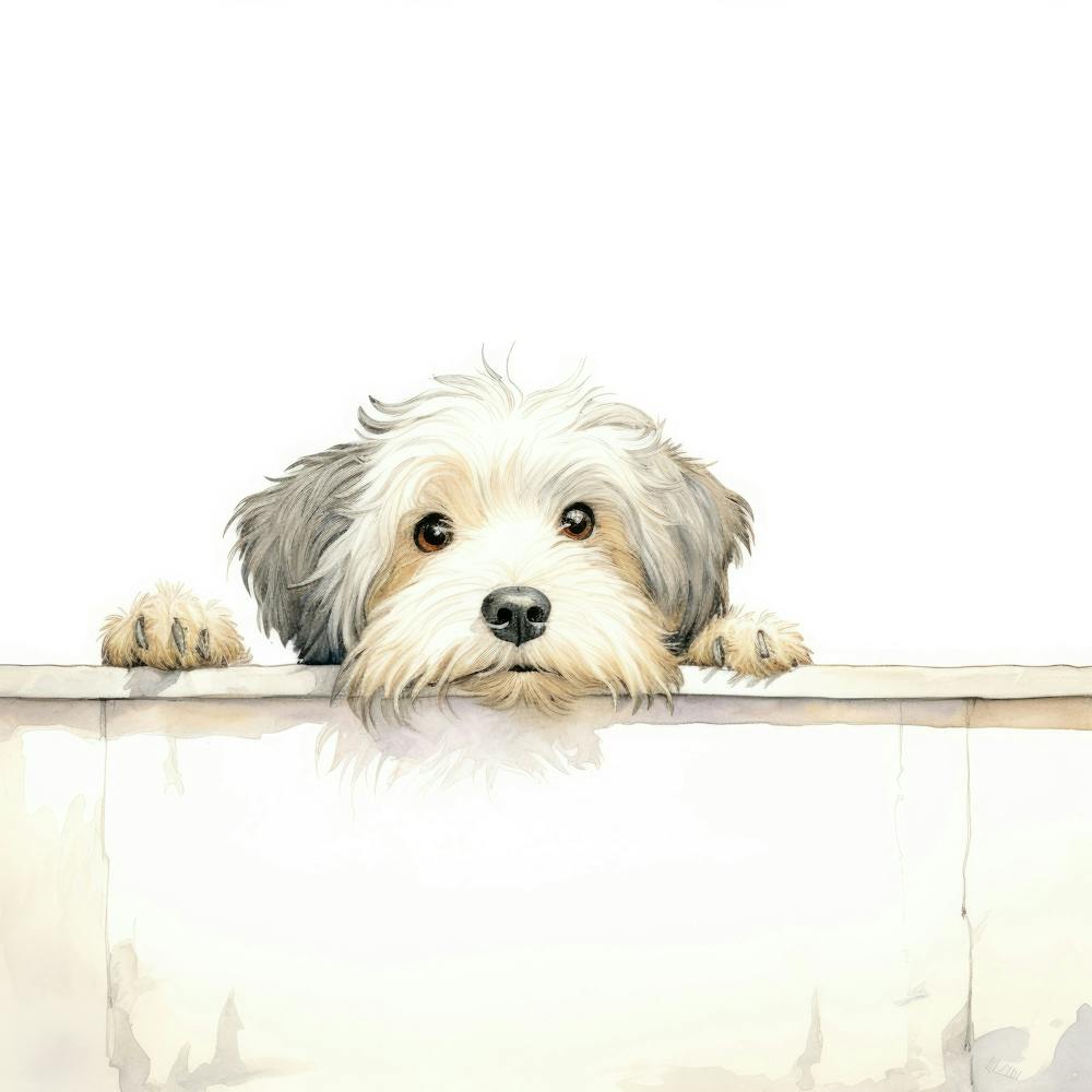 Dog Looking Over A Fence 3