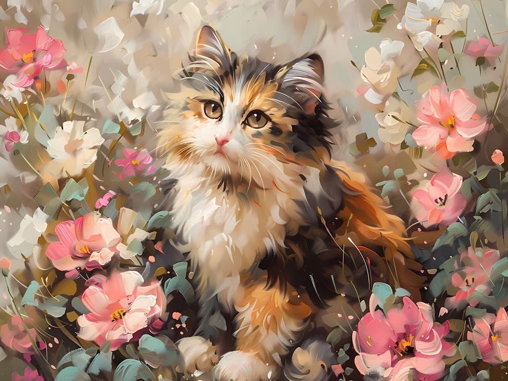 Cat In Flowers 2