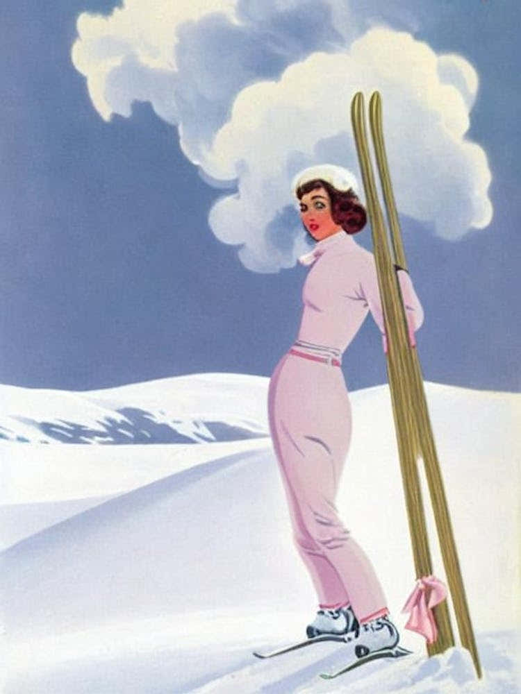 Alta Badia, Italy Glamour Ski Skiing Poster